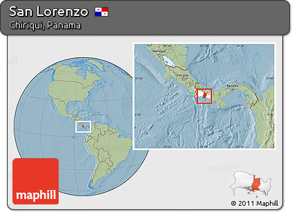 Savanna Style Location Map of San Lorenzo, highlighted parent region, hill shading