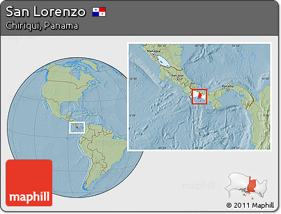 Savanna Style Location Map of San Lorenzo, highlighted parent region, hill shading