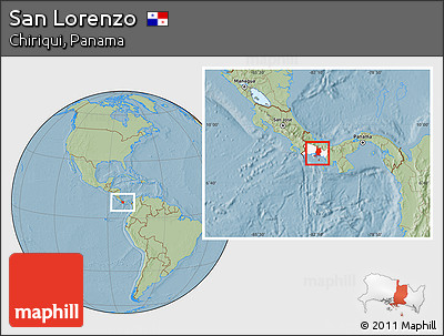 Savanna Style Location Map of San Lorenzo, highlighted parent region, hill shading