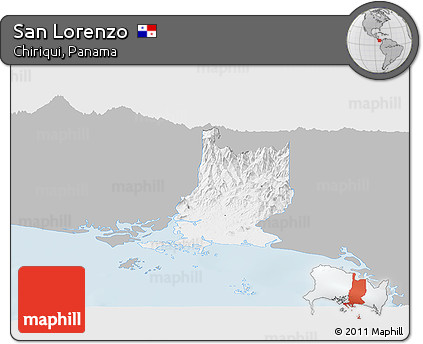 Gray Panoramic Map of San Lorenzo, single color outside