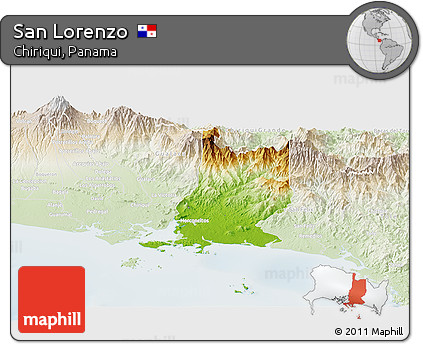 Physical Panoramic Map of San Lorenzo, lighten
