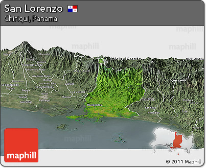 Satellite Panoramic Map of San Lorenzo, semi-desaturated