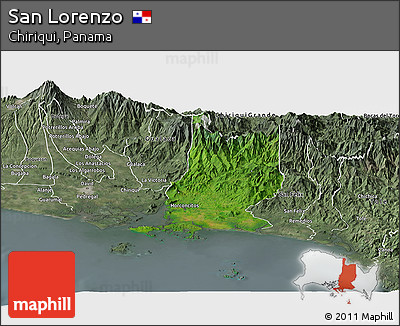 Satellite Panoramic Map of San Lorenzo, semi-desaturated