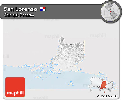 Silver Style Panoramic Map of San Lorenzo, single color outside