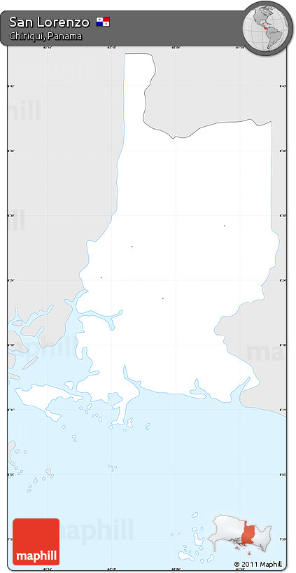 Silver Style Simple Map of San Lorenzo, single color outside