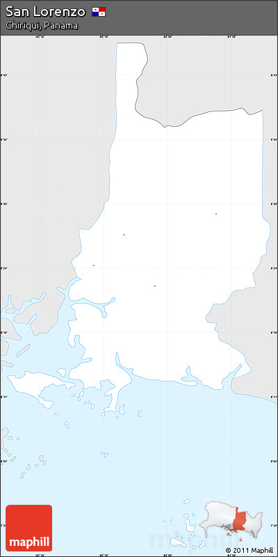 Silver Style Simple Map of San Lorenzo, single color outside