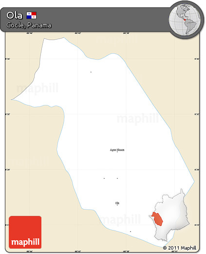Classic Style Simple Map of Ola, single color outside