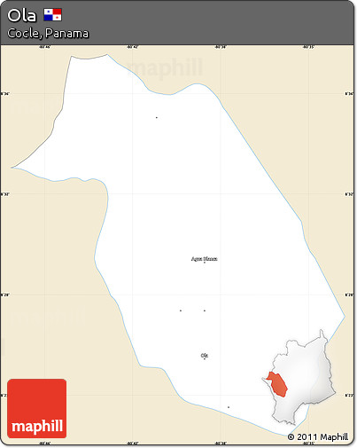 Classic Style Simple Map of Ola, single color outside