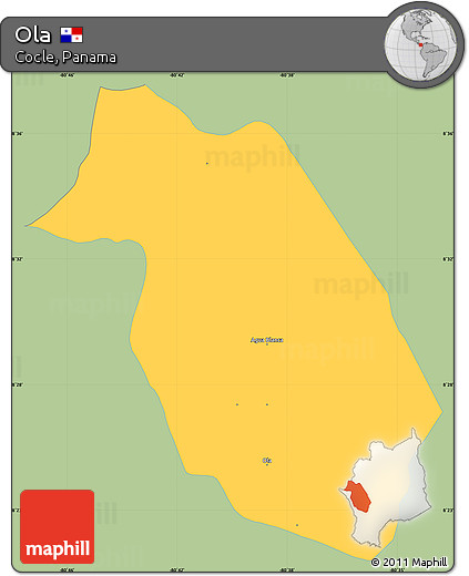 Savanna Style Simple Map of Ola, single color outside