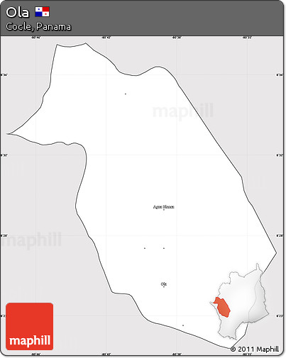 Silver Style Simple Map of Ola, cropped outside