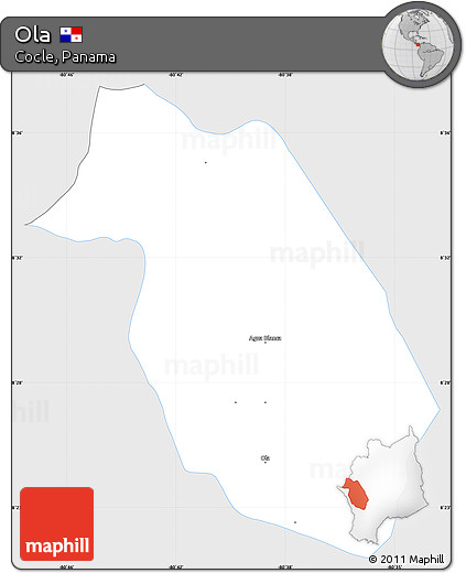 Silver Style Simple Map of Ola, single color outside