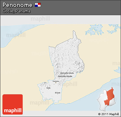 Classic Style 3D Map of Penonome, single color outside