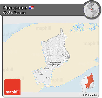 Classic Style 3D Map of Penonome, single color outside