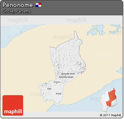 Classic Style 3D Map of Penonome, single color outside
