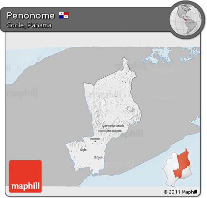 Gray 3D Map of Penonome, single color outside