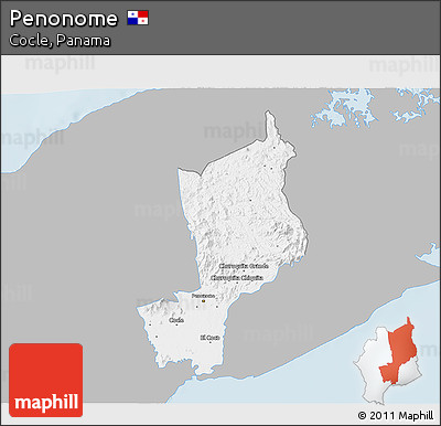 Gray 3D Map of Penonome, single color outside