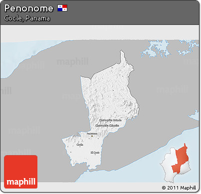 Gray 3D Map of Penonome, single color outside