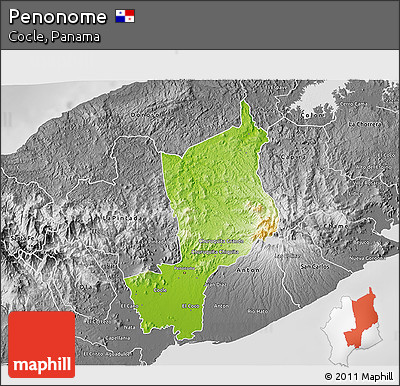 Physical 3D Map of Penonome, desaturated