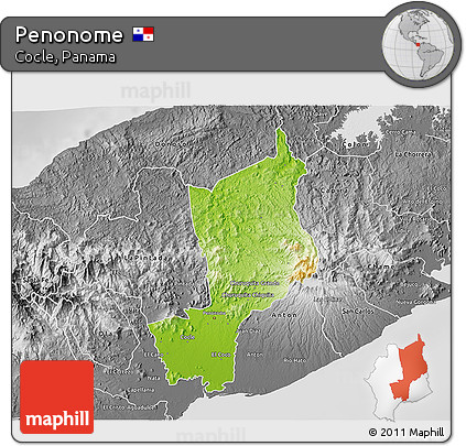 Physical 3D Map of Penonome, desaturated