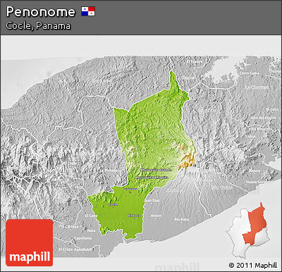 Physical 3D Map of Penonome, lighten, desaturated