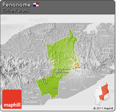Physical 3D Map of Penonome, lighten, desaturated