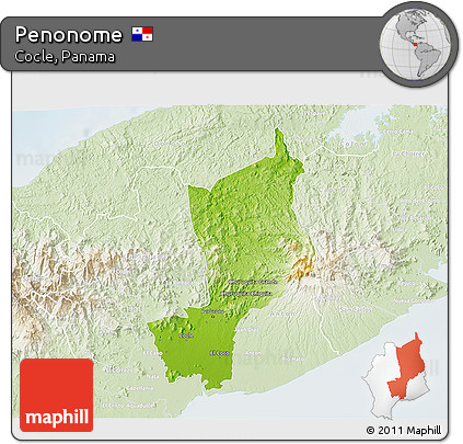 Physical 3D Map of Penonome, lighten