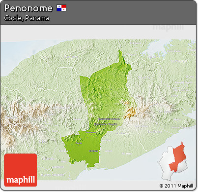 Physical 3D Map of Penonome, lighten