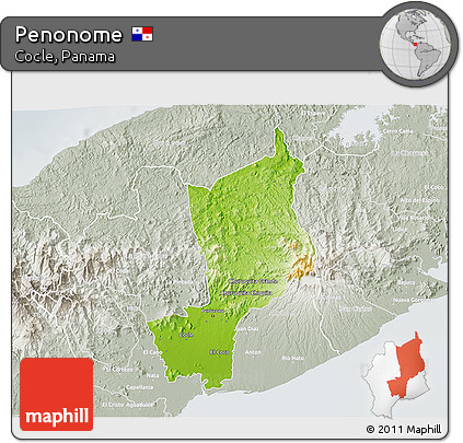 Physical 3D Map of Penonome, lighten, semi-desaturated