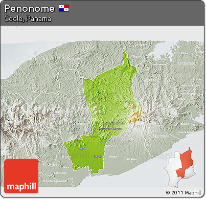 Physical 3D Map of Penonome, lighten, semi-desaturated