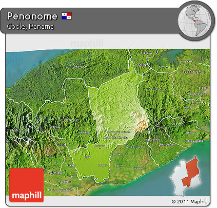 Physical 3D Map of Penonome, satellite outside