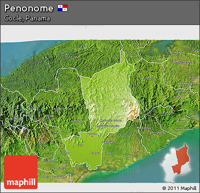 Physical 3D Map of Penonome, satellite outside