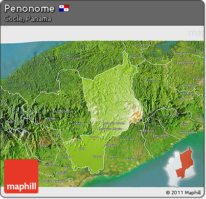 Physical 3D Map of Penonome, satellite outside
