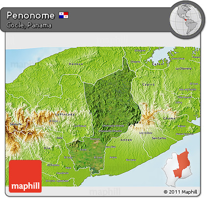Satellite 3D Map of Penonome, physical outside