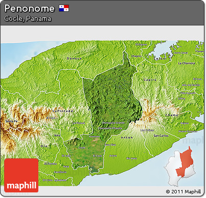 Satellite 3D Map of Penonome, physical outside