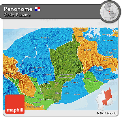 Satellite 3D Map of Penonome, political outside