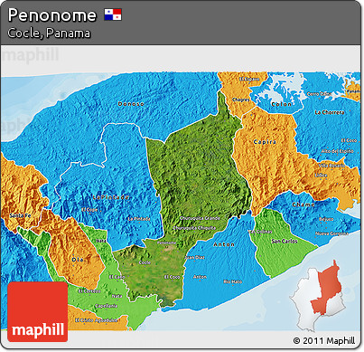 Satellite 3D Map of Penonome, political outside