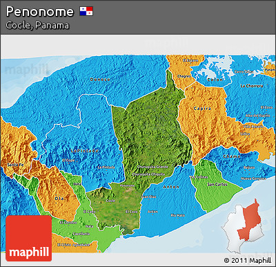 Satellite 3D Map of Penonome, political outside