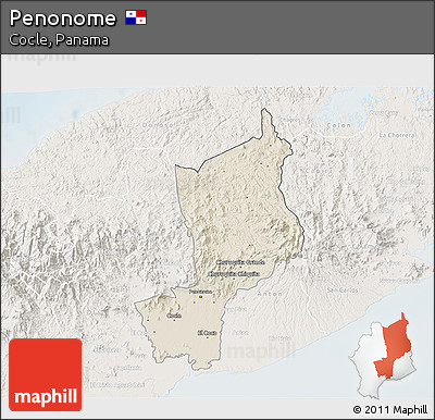 Shaded Relief 3D Map of Penonome, lighten