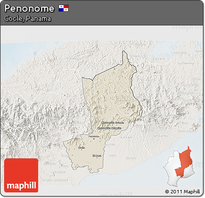 Shaded Relief 3D Map of Penonome, lighten