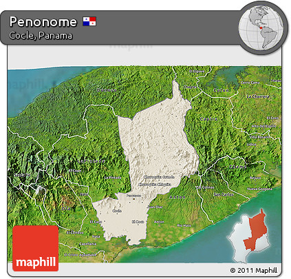 Shaded Relief 3D Map of Penonome, satellite outside