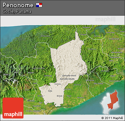 Shaded Relief 3D Map of Penonome, satellite outside