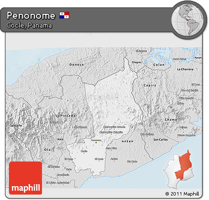 Silver Style 3D Map of Penonome