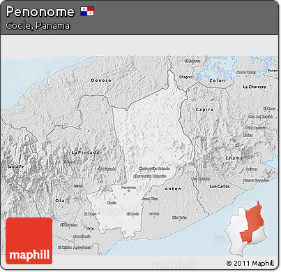 Silver Style 3D Map of Penonome