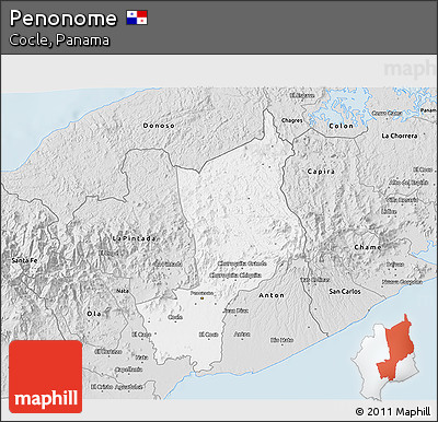Silver Style 3D Map of Penonome