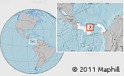 Gray Location Map of Penonome, highlighted country, hill shading