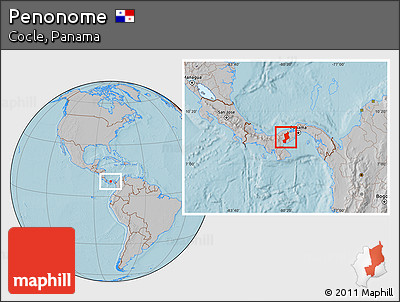 Gray Location Map of Penonome, hill shading