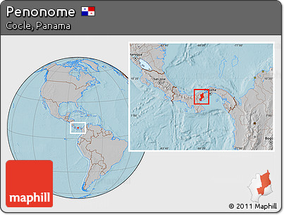Gray Location Map of Penonome, hill shading