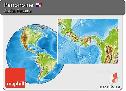 Physical Location Map of Penonome, within the entire country