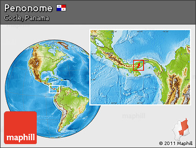 Physical Location Map of Penonome, within the entire country