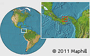 Satellite Location Map of Penonome, within the entire country